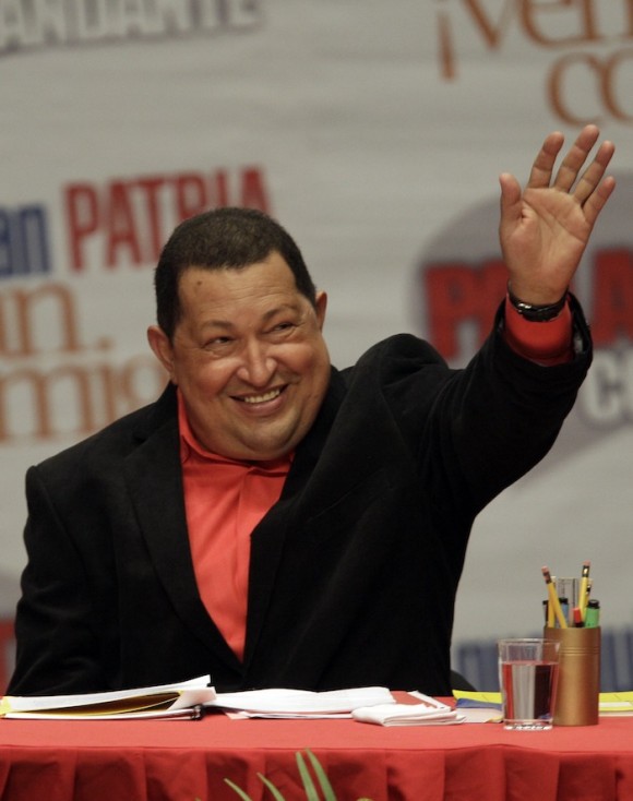 Hugo Chávez en el Teatro Teresa Carreño, de Caracas, el 23 de febrero de 2012. Foto: AP